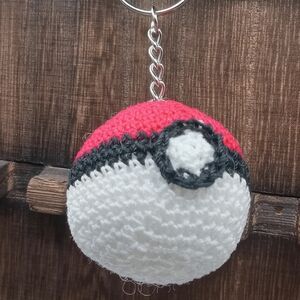 Handmade Pokeball Keychain with Squirtle charm